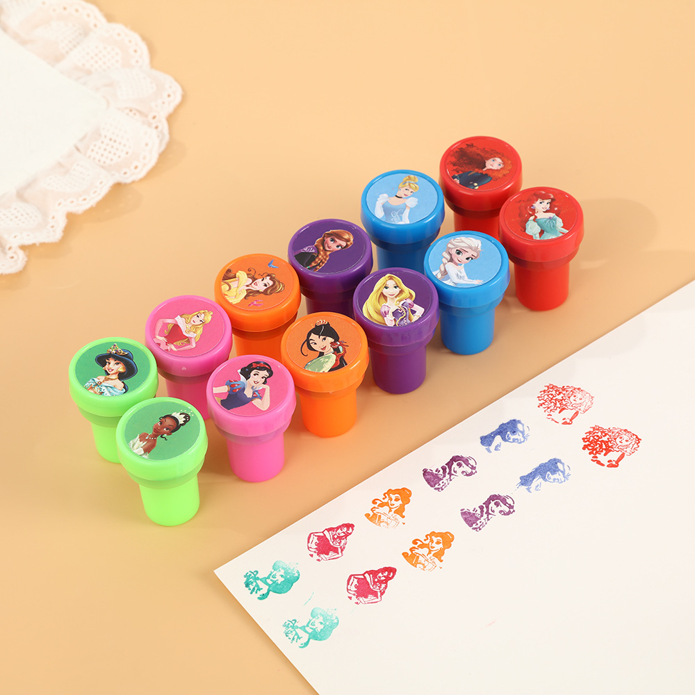 Anime Merchandise Wholesale - 12PCS Princess Kids Stamps Cartoon Stamps